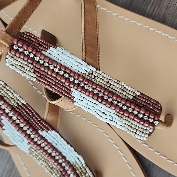 Skemo Beaded Sandals with Crystals in Brown Size 8 - Picture 2 of 7